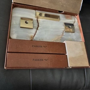 Vintage Parker 51 Schreibtisch Kugelschreiber Set in Originalkartons Top Zustand - Bild 1 von 15