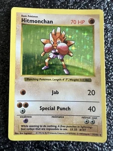1999 Pokemon Base Set 7/102 Hitmonchan Shadowless Holo Card - Picture 1 of 4