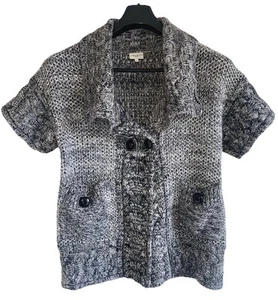 KAREN MILLEN Cashmere Angora & Lambswool Knit Waterfall Cardigan M UK 8 10 Grey - Picture 1 of 19