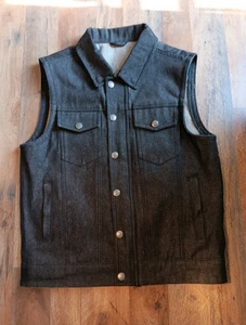 Rough First MFG The Rook Mens L Raw Denim Vest w Conceal Carry Motorcycle Biker - Picture 1 of 9