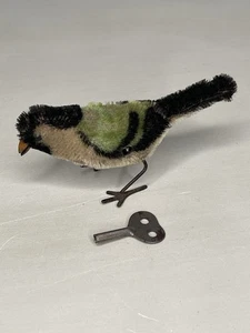 Vintage Schuco German Pick-Pick Bird Mohair Green Wind Up Tin Toy w/Key Working! - Picture 1 of 15