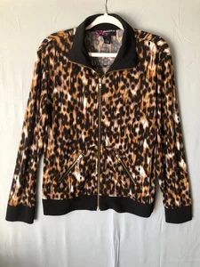 Peck & Peck Womens Full Zip Leopard Bomber Jacket sz XL Gold Color Hardware - Picture 1 of 9