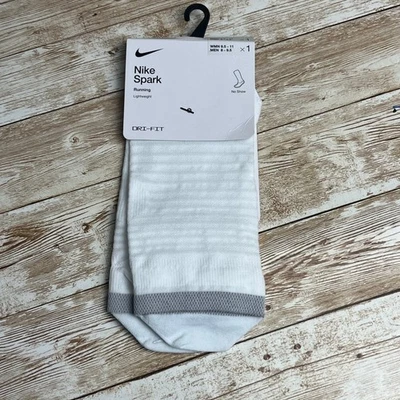 Nike Spark No Show Running Socks White Grey Dri-Fit Lightweight MEN 8 9.5 - Image 1 of 4
