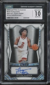 2024 Leaf Metal White Kaleidoscope Dylan Harper 22/49 RC Gem Mint CGC 10 10 Auto - Picture 1 of 1