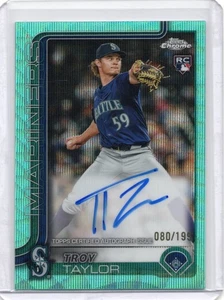 2025 Topps Chrome Troy Taylor RC Auto – Aqua Wave Refractor 080/199 Mariners - Picture 1 of 2