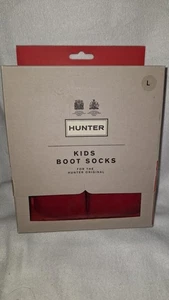 Hunter Boots Kids Fleece Boot Socks Size Large 1-3K Military Red Multi-Color NIB - Picture 1 of 3