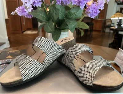 ABEO BLYTHE WN 10 leather slip-on slide w/adjustable buckle women's sandal - Image 1 of 4