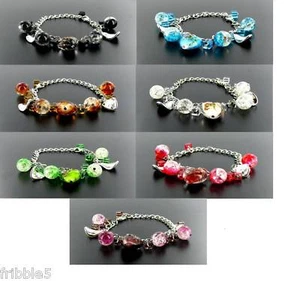 Murano-Style Glass Chain Bracelet PICK COLOR NEW Free S&H! - Picture 1 of 25