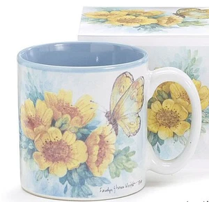 burton & Burton Coffee or Tea Mug- Yellow Flowers & Butterfly Cup - Picture 1 of 1