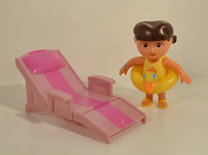 3.5" Dora Explorer Swimsuit Duck Inner Tube Beach Chair Mattel PVC Action Figure - Picture 1 of 2