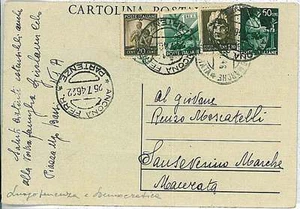ITALIA REPUBBLICA - INTERO POSTALE 60 Centesimi + francobolli DEMOCRATICA 1946 - Picture 1 of 1