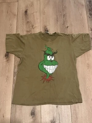 罕见复古 Christmas Grinch "Simile" T 恤绿色 L 码 — 第 1/4 张图片