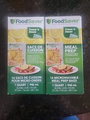 2 bolsas de preparación de comidas para microondas FoodSaver para selladores al vacío 16 unidades 1 cuarto Talla Foto 1 de 4