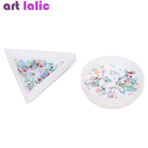 10 pezzi piatto piatto tondo triangolo plastica strass nail art strumenti manicure - Foto 1 di 11
