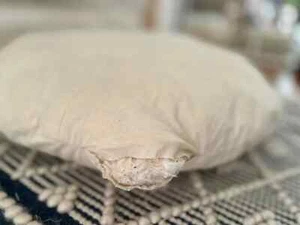 Natural Muslin Fabric Round Dog Bed Insert With Raw Cotton Filler Pillow For Pet - Picture 1 of 5