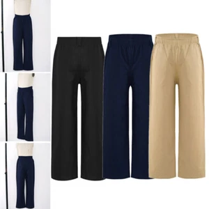 Kids Boys Trousers Casual Pants Solid Color Britches Evening Costume Wedding - Picture 1 of 33