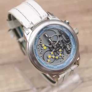 Orologio Fossil Uomo Acciaio Inox Tono Argento Quarzo Quadrante Tondo Cinturino Bianco - Foto 1 di 8