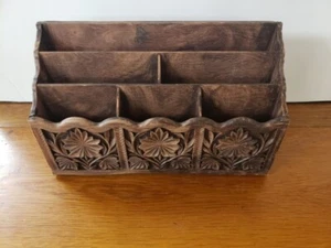 Organizer da scrivania vintage Lerner 3 livelli/6 slot supporto finto legno caddy posta - Foto 1 di 6