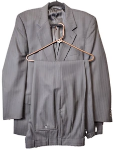 Vintage Burberry Blk Pinstripe Wool USA Union Made SuitJacket&Pants EUC 44/38x30 - Picture 1 of 23