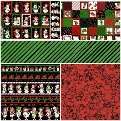Loralie Design Christmas Snow Ladies Bundle - 2 panel & 3 ( 1/2 yard fabrics)  - Image 1 of 4