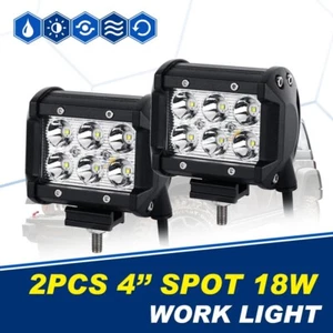 2x 4" inch 18W LED Light Bar Cube Spot Offroad Fog Lamp SUV Truck Driving 4WD - Bild 1 von 12