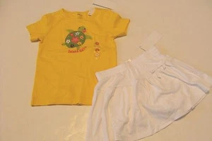 Gymboree Aloha Sunshine Girls Size 4 Turtle Top Shirt Basic White Skirt NWT NEW - Picture 1 of 4
