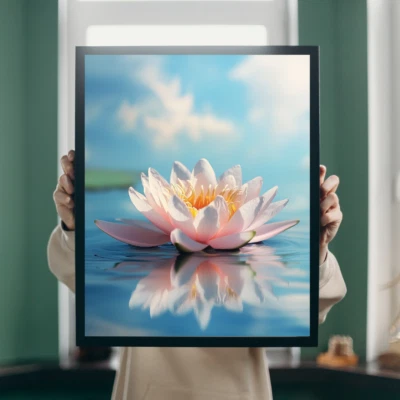 Natur Lotus Bild für Badezimmer Deko, Spa  und WC - Meditations und Yoga Bild - Bild 1 von 4