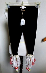 MIMI & MAGGIE-POM POM STRIPE LEGGINGS-BLACK/MULTI-GIRLS S-COTTON/SPANDEX-NWT - Picture 1 of 10