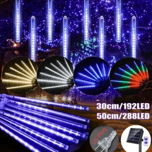 192/288 LED Solar Meteor Shower String Lights Tree Lamp Outdoor Christmas Decor - Picture 1 of 19