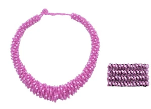 2-Ton Rosa Glas Rocailles Schmuck Set Neu in Verpackung - Bild 1 von 1