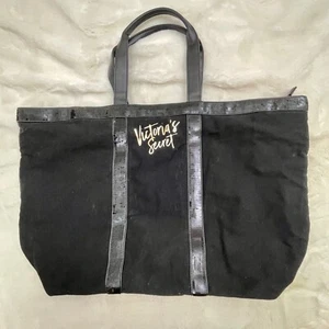 Victoria Secret 22" x 13" Zippered Tote Bag w/Handles and Sequin Accents Black - Picture 1 of 5