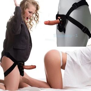 Beginner Small 4" Realistic Short Dildo Suction Cup Strap On Harness Dong SexToy - Picture 1 of 12