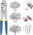 Glarks Up to 2.2mm Wire Rope Crimping Tool with 150Pcs 3 Size Aluminum Double B