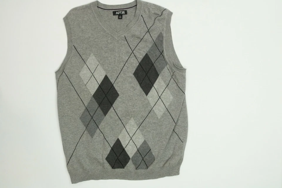 Mens Apt 9 Gray Argyle V Neck Sweater Vest XL EUC - Image 1 of 4