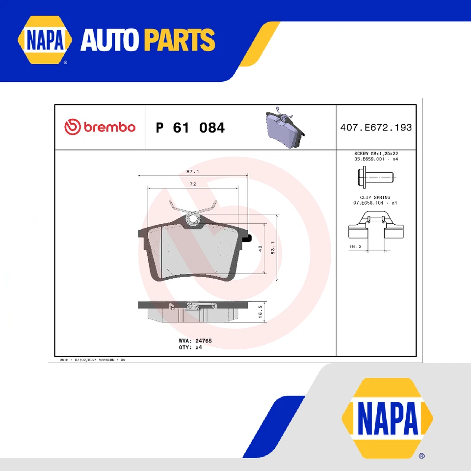 Conjunto de pastilhas de freio compatível com PEUGEOT PARTNER traseira 2013 em qualidade Y4F1 Brembo 1608520480 - Imagem 1 de 4