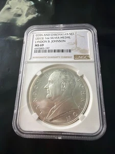 2015 Lyndon Johnson 1 ounce silver coin MS69 - Picture 1 of 2