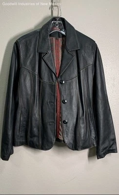 Chaqueta Wilsons de cuero para mujer negra forrada de cachemira con botones calce relajado talla XL Foto 1 de 4