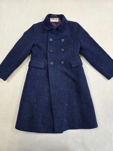 Harris Tweed Emily Jane Wool Coat Girls Age 4 Double-Breasted Navy 4T Peacoat - Picture 1 of 8