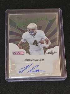 2025 Leaf Vivid Football Jeremiyah Love Pure Imagination Green Auto 1/8 RARE - Picture 1 of 2