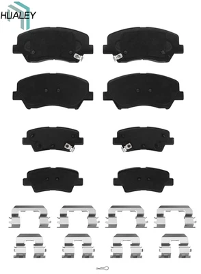 Pastillas de freno delanteras y traseras de cerámica 4 piezas con hardware para Hyundai Elantra GT Veloster Foto 1 de 4