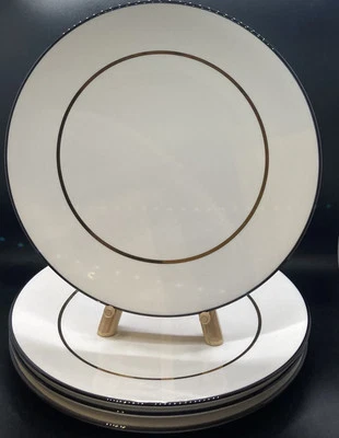 Set Of 4 KATE SPADE NEW YORK MAKE IT POP DINNER PLATES 10.25" Black & Gold LENOX - Image 1 of 4