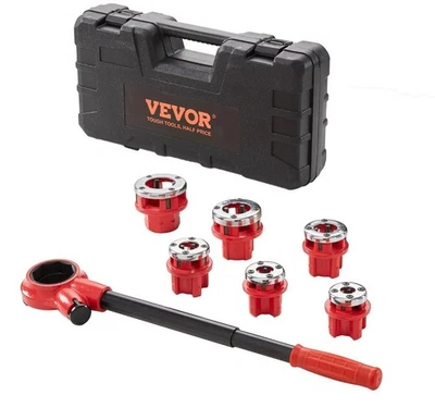 Ratchet Pipe Threader Kit Portable Pipe Threading Tool Set with 6 PCS NPT Dies - Image 1 of 4