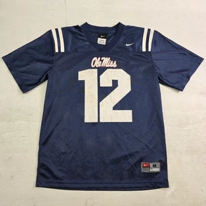 Ole Miss Rebels #12 Blue Nike Team Mesh Football Jersey Youth Boys Sz M 12/14 - Picture 1 of 9