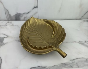 Vintage MCM California Pottery Gold Leaf Shaped Ashtray Original 10.5” U.S.A. - Picture 1 of 16