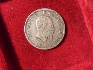 REGNO D'ITALIA VITTORIO EMANUELE II 1 LIRA 1867 MILANO COD. VITTEMAII-RI-9 - Picture 1 of 1