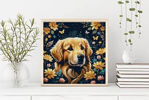 Golden Retriever Dog Full Coverage Counted Cross Stitch Pattern - Picture 1 of 5