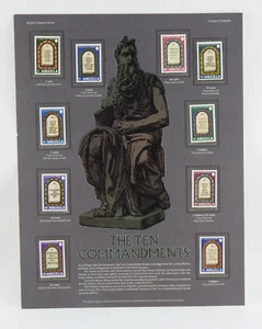 Vintage Zehn Gebote limitierte Auflage Briefmarken Ausstellungsstück 13" x 10" - Bild 1 von 6