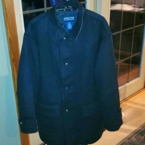 Lands' End 100% Wool Zippered & Buttoned Deep Pockets Quilted Sz L Winter Jacket - Picture 1 of 16
