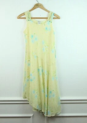 Vintage Girls XL 16 Dress 90s Cottagecore Pastel Butter Yellow Dainty Floral - Image 1 of 4