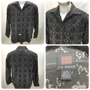 Camisa de manga larga con botones delanteros SQ Wear para hombre negra gris talla grande ropa informal - Imagen 1 de 8